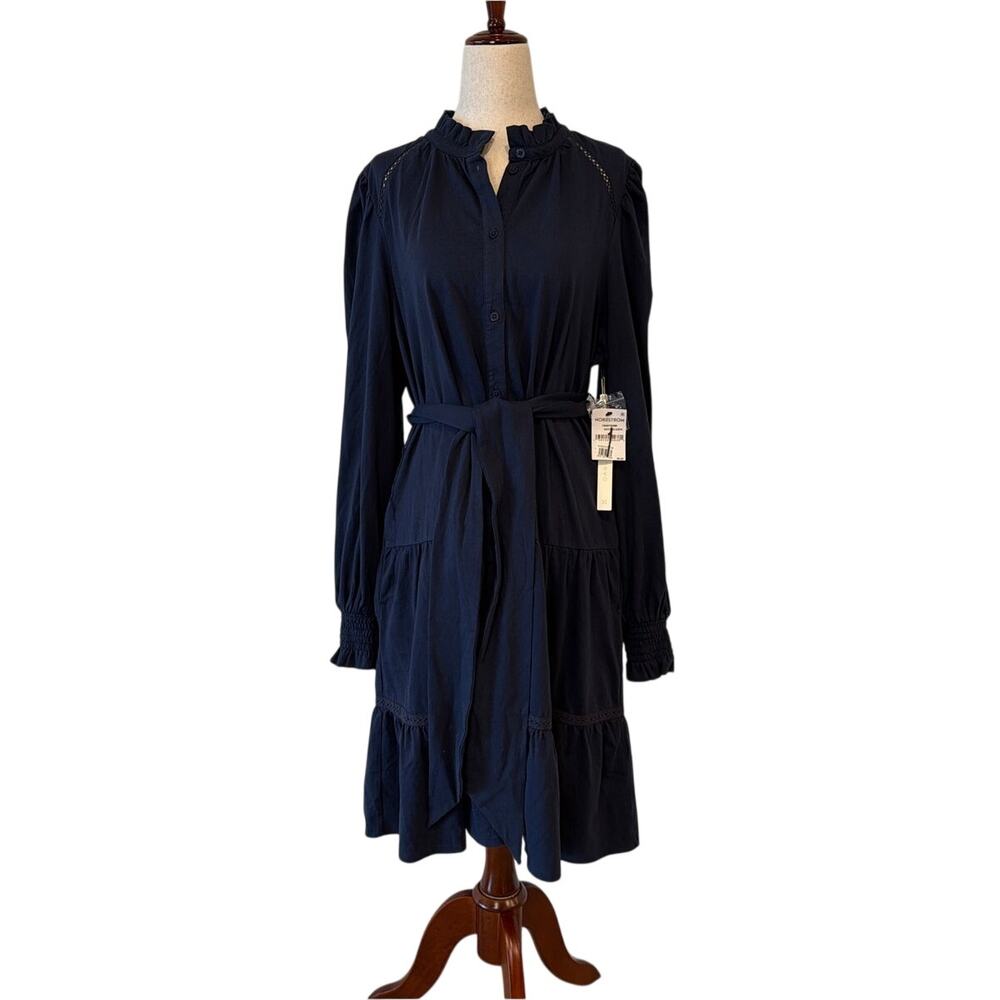 NWT Caslon Organic Cotton Tiered Knee-Length Shirt Dress, Large, Women's Large